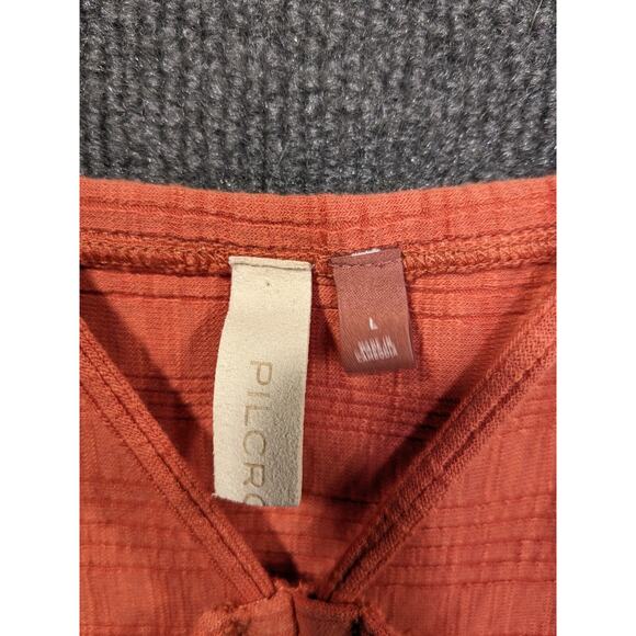 Anthropologie Pilcro Tank Top Womens Large Ruched Ribbed Coral Boho Cropped Rave - Picture 8 of 13